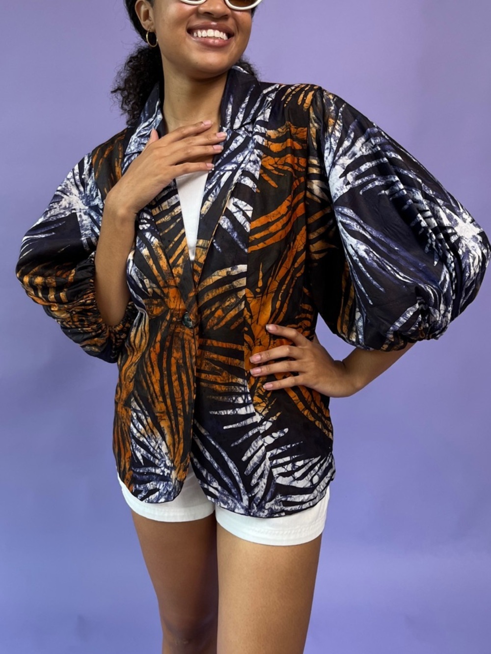 Suakoko Betty African Print Camille puff sleeve blazer made in Nigeria S